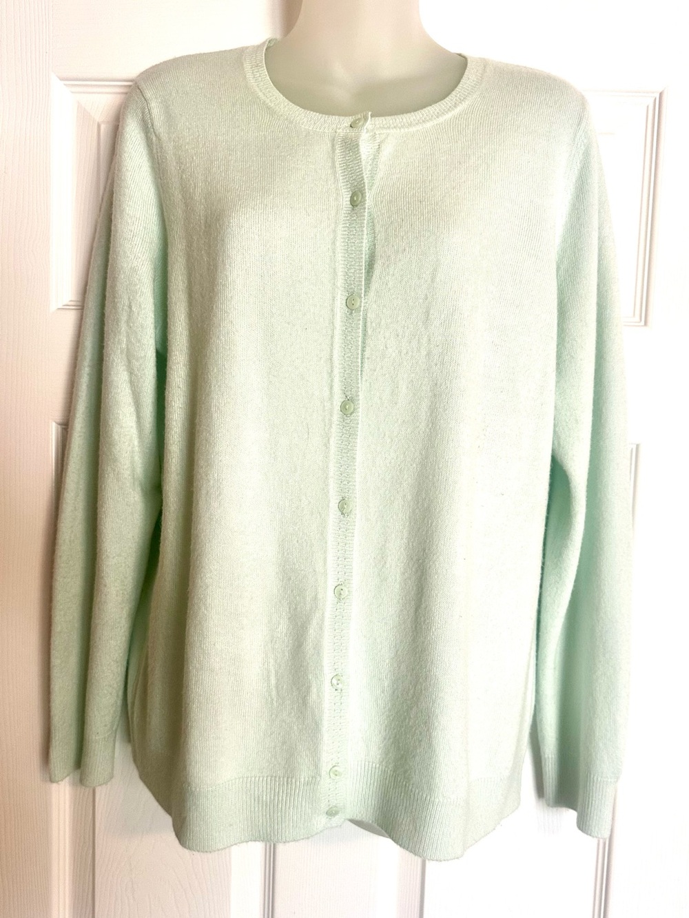 croft & barrow Mint Green Button-Front Crew Cardigan